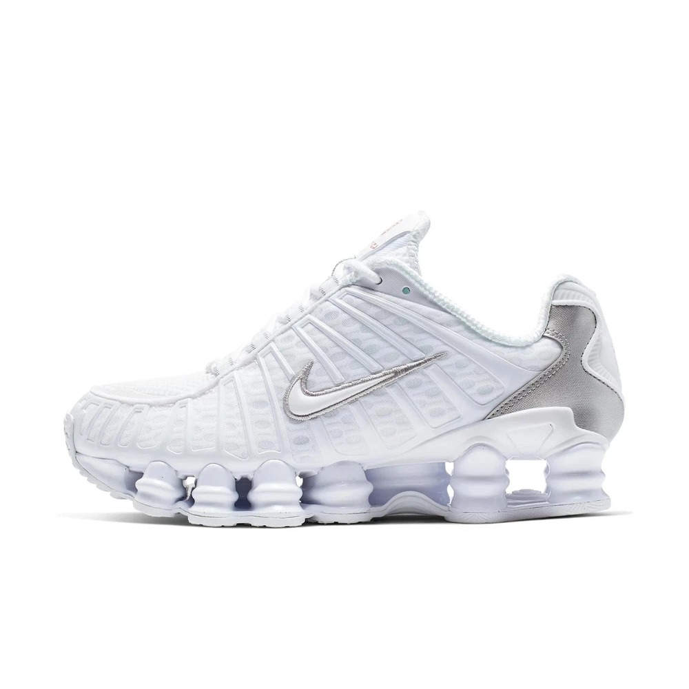Nike Women's Shox TL White/ Metallic Silver AR3566-100 Fashion Shoes Size 6 - Picture 2 of 6